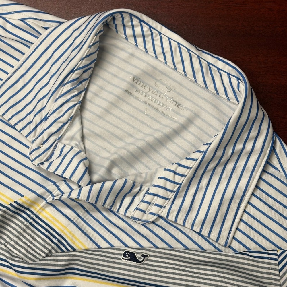 Vineyard Vines Performance Polo Shirt Mens Large Stripe Golf Casual Print
